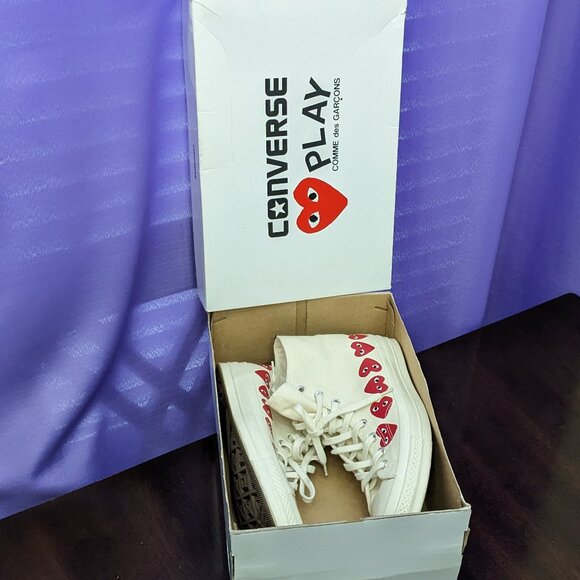 Converse Chuck Taylor All Star 70 Hi Comme des Garcons PLAY Multi-Heart White - Picture 2 of 16